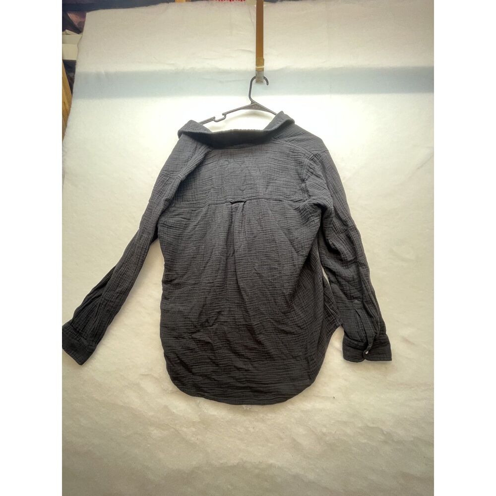Quince organic cotton gauze long sleeve shirt black size large - Picture 6 of 6